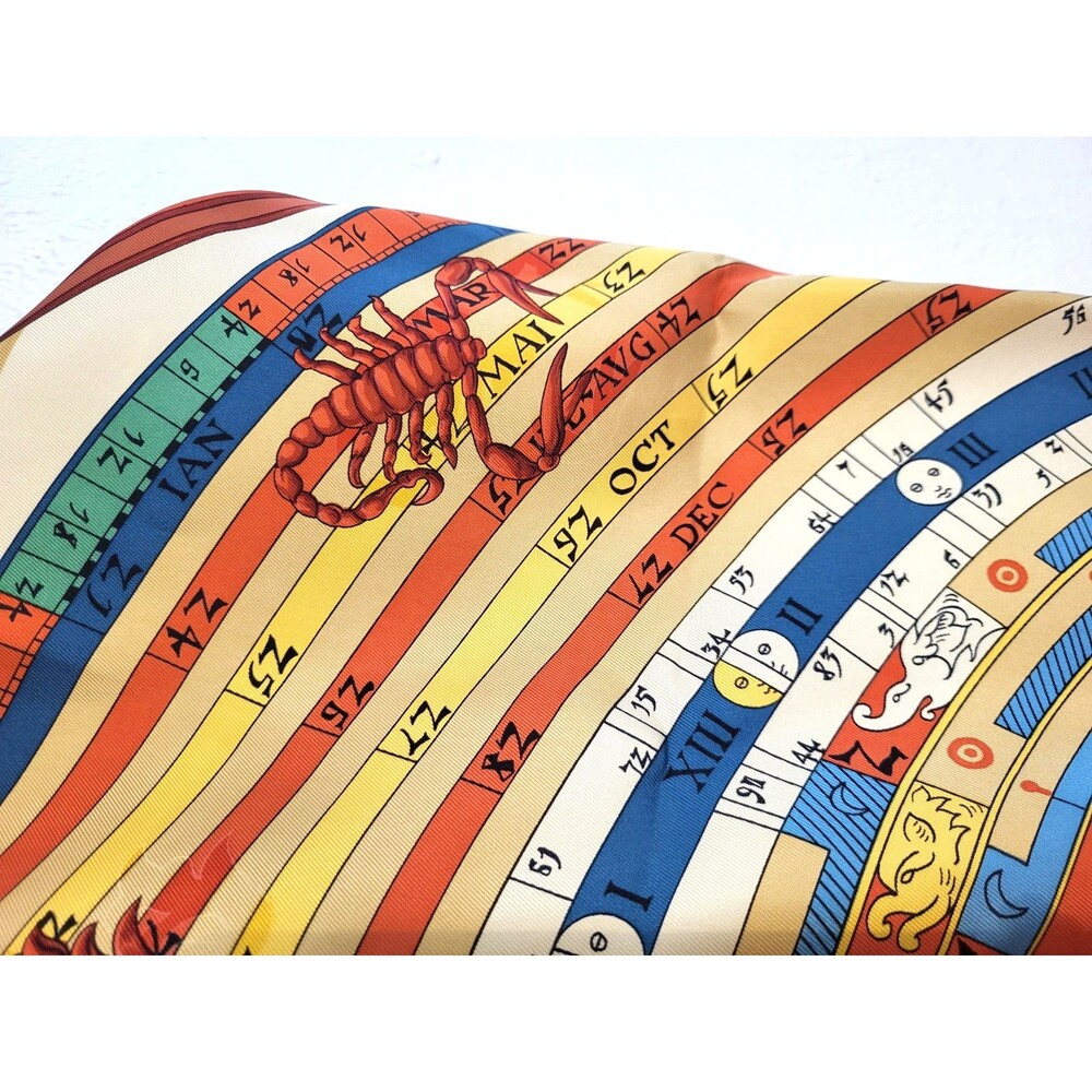 RARE VINTAGE HERMES Silk Scarf "Dies et Hore" Astrologie Classic Care' 90 Mint - Picture 6 of 16